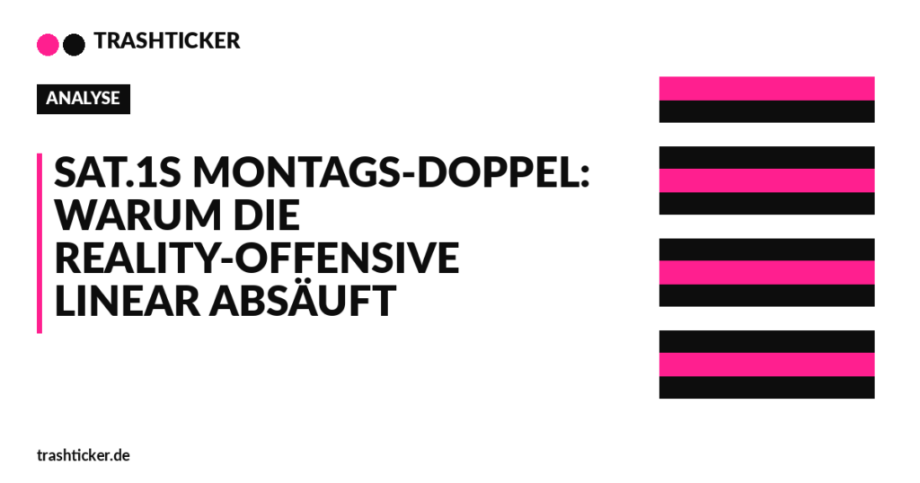 Trashticker-Cover fuer: Sat.1s Montags-Doppel: Warum die Reality-Offensive linear absäuft